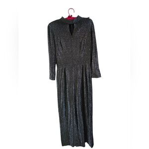 Elegant and edgy Black Glitter Dress. Size 6. Full length.